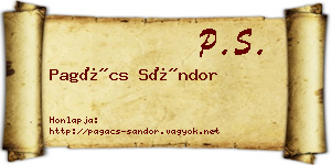 Pagács Sándor névjegykártya